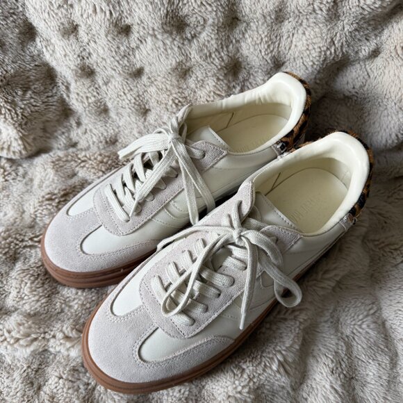 NWOT Womens Casual Thick Sole Sneakers White Tan Leopard Size 9 - Picture 2 of 6